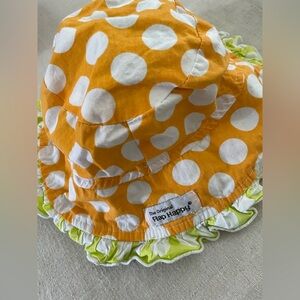 The Original Flap Happy Orange/White Green Polka Dot Floppy Sun Hat, Large USA